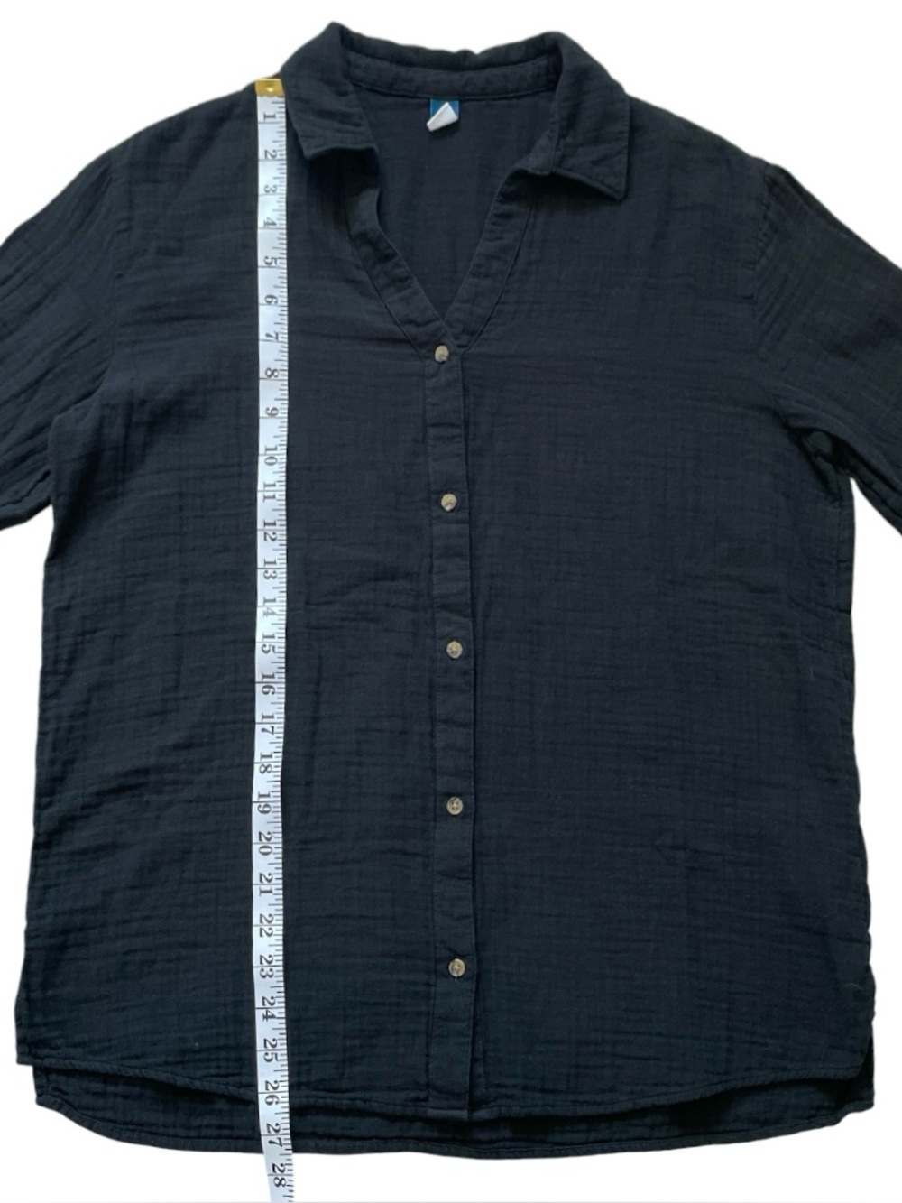 Old Navy Crinkle Gauze Button Front Boyfriend Shirt Black Lightweight Med - Picture 7 of 7